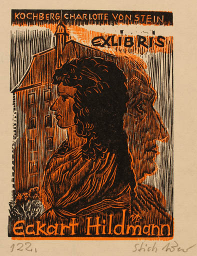 Exlibris by Ullrich Bewersdorff from Germany for Eckart Hildmann - Architecture Portrait 