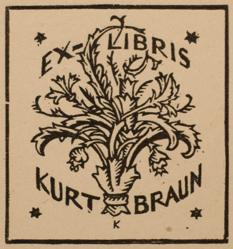 Exlibris by Ruda Kubicek from Czech Republic for Kurt Braun - Flower Flora 