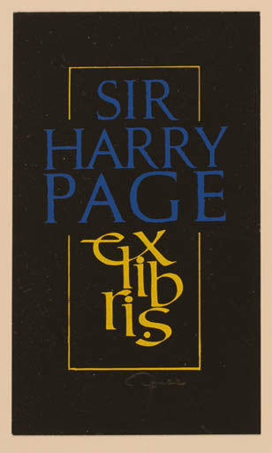 Exlibris by Hannu Paalasmaa from Finland for Sir Harry Page - Text/Writing 