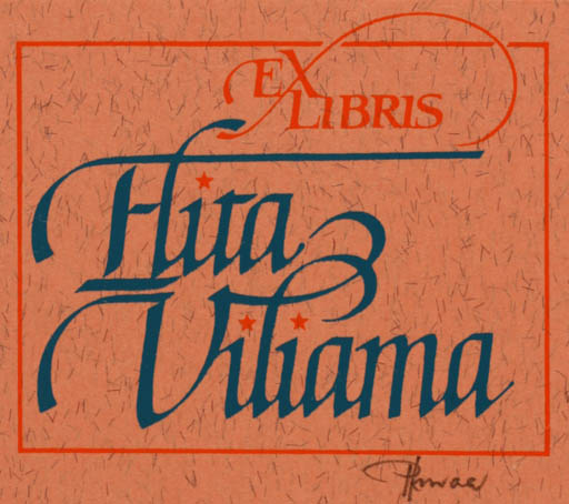 Exlibris by Hannu Paalasmaa from Finland for huta Viliama - Text/Writing 