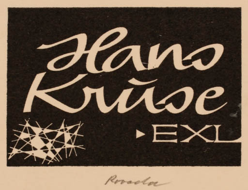 Exlibris by Roland Roveda from Austria for Hans Kruse - Text/Writing 