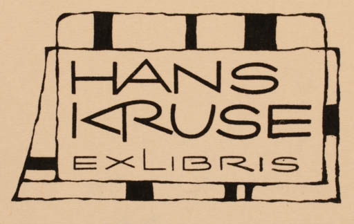 Exlibris by Roland Roveda from Austria for Hans Kruse - Text/Writing 