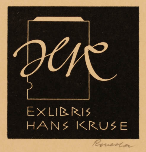 Exlibris by Roland Roveda from Austria for Hans Kruse - Text/Writing 