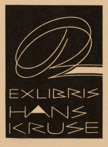 Exlibris by Roland Roveda from Austria for Hans Kruse - Text/Writing 