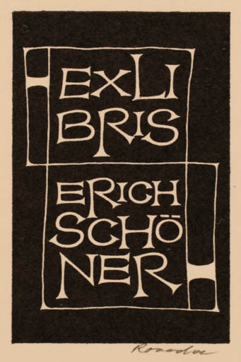 Exlibris by Roland Roveda from Austria for Erich Schöner - Text/Writing 