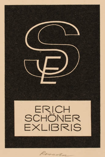 Exlibris by Roland Roveda from Austria for Erich Schöner - Text/Writing 