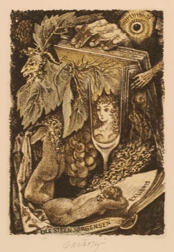 Exlibris by Bohumil Kratky from Czechoslovakia for Ole Steen Jørgensen - Surrealism 