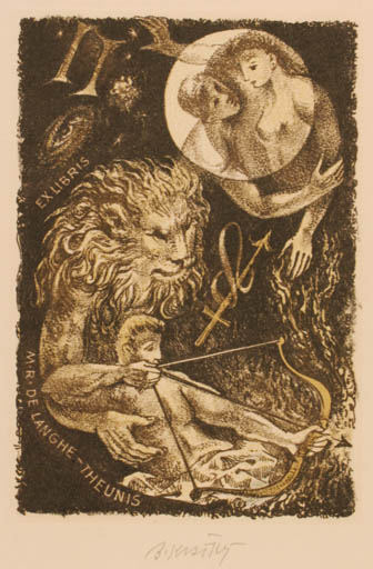 Exlibris by Bohumil Kratky from Czechoslovakia for M. R. De Langhe-Theunis - Surrealism 