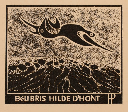 Exlibris by Henryk Plociennik from Poland for Hilde D´Hont - Surrealism 