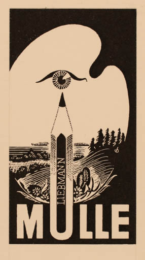 Exlibris by Christian Blæsbjerg from Denmark for Mulle Liebmann - Surrealism 