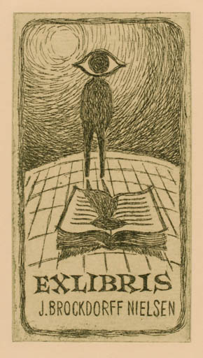 Exlibris by J. Brockdorff Nielsen from Denmark for J. Brockdorff Nielsen - Book Sun Surrealism 