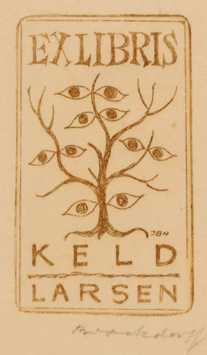 Exlibris by J. Brockdorff Nielsen from Denmark for Keld Larsen - Surrealism 