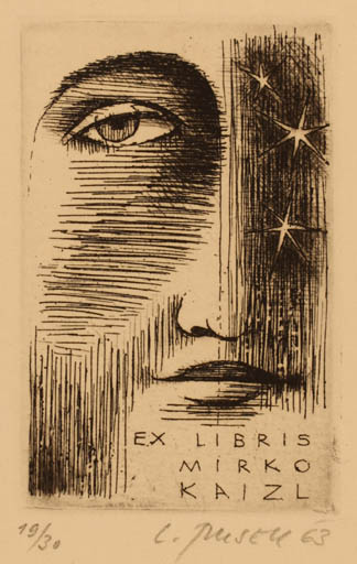 Exlibris by Ladislav Rusek from Czechoslovakia for Mirko Kaizl - 