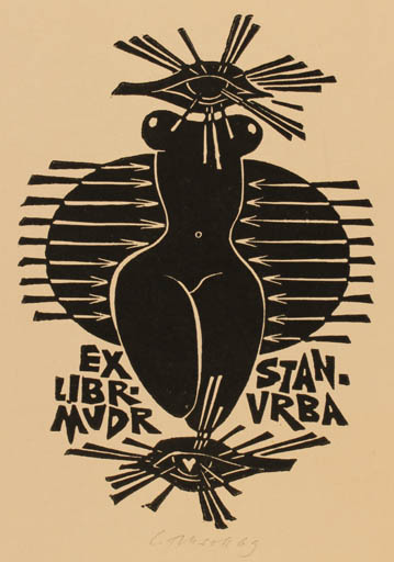 Exlibris by Ladislav Rusek from Czechoslovakia for Stan. Vrba - Surrealism 