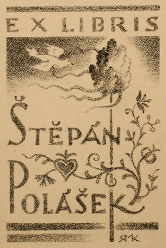 Exlibris by Ruda Kubicek from Czech Republic for Stepan Polasek - Fauna Flora Bird 