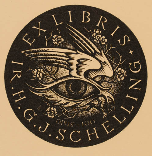 Exlibris by Nico Bulder from Netherland for IR. H. G. J. Schelling - Surrealism 