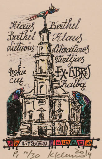 Exlibris by Klemensas Kupriunas from Lithuania for Klaus Berthel - Abstract 