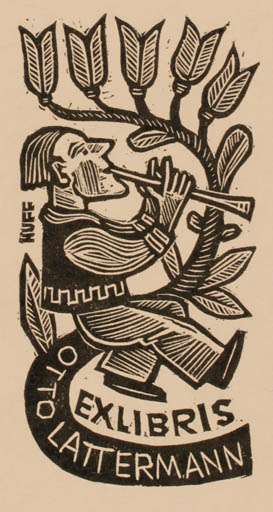 Exlibris by Hermann Huffert from Germany for Otto Lattermann - Flora Man Music 