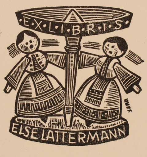 Exlibris by Hermann Huffert from Germany for Else Lattermann - Dancing 