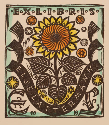 Exlibris by Klimbacher Bauer from Germany for Else Lattermann - Flower 