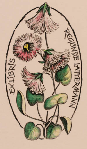 Exlibris by Werner Pfeiler from Austria for Reglinde Lattermann - Flower 