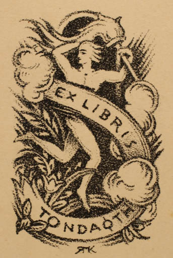 Exlibris by Ruda Kubicek from Czech Republic for ? Tondaoth - Flora Man Sport/game 