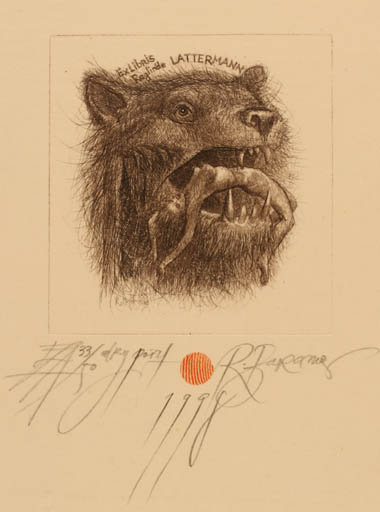 Exlibris by Robert Evgeny Baramov from Bulgaria for Reglinde Lattermann - Fauna 