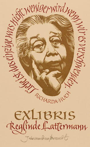 Exlibris by Joke van den Brandt from Germany for Reglinde Lattermann - Portrait 