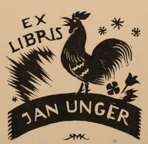 Exlibris by Ruda Kubicek from Czech Republic for Jan Unger - Bird 