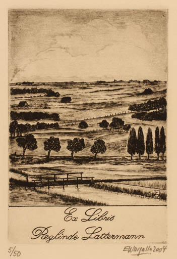 Exlibris by Ernst W. Wargalla from Germany for Reglinde Lattermann - Scenery/Landscape 