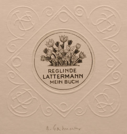 Exlibris by Andre Gaststmans from Belgium for Reglinde Lattermann - Flower 