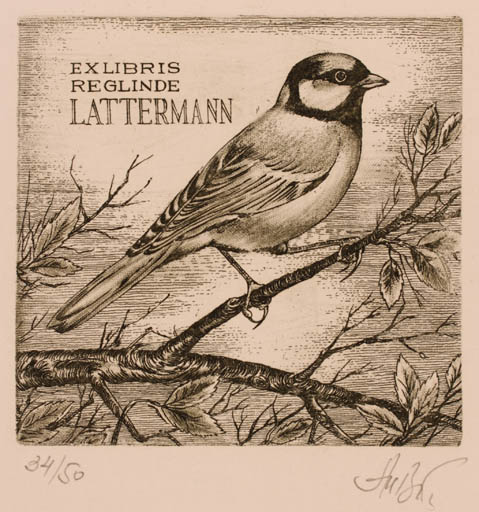 Exlibris by Andrij Woznyi from Ukraine for Reglinde Lattermann - Bird 