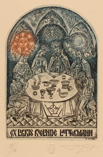 Exlibris by Denis Reutow from Russia for Reglinde Lattermann - Group Regent/royalty 