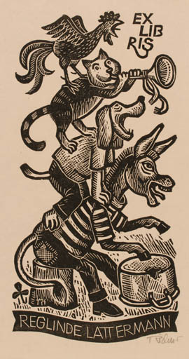 Exlibris by Wilhem Richter from Germany for Reglinde Lattermann - Fauna Music 