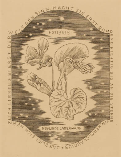 Exlibris by Heinrich Preuss from Germany for Reglinde Lattermann - Flower 