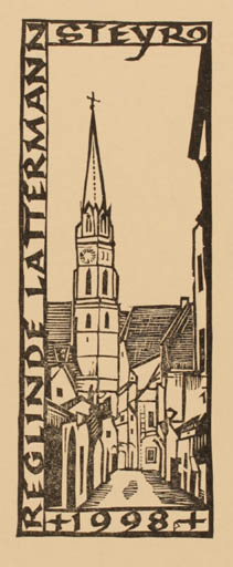 Exlibris by Ottmar Premstaller from Austria for Reglinde Lattermann - City Church 