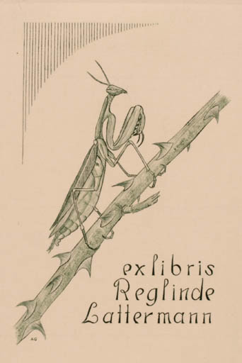 Exlibris by André Gastmans from Belgium for Reglinde Lattermann - Insect 