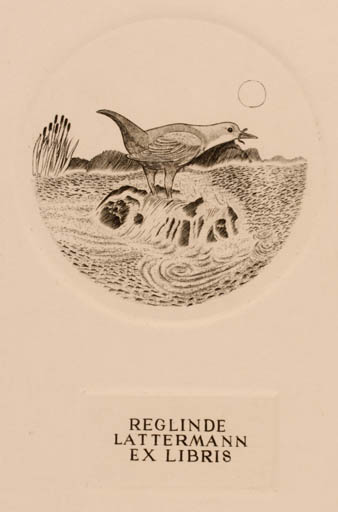 Exlibris by André Gastmans from Belgium for Reglinde Lattermann - Bird 