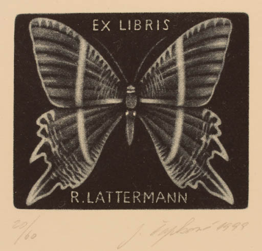 Exlibris by Jana Capkova from Czech Republic for Reglinde Lattermann - Butterfly 