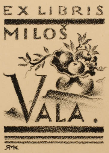 Exlibris by Ruda Kubicek from Czech Republic for Milos Vala - Fruit 