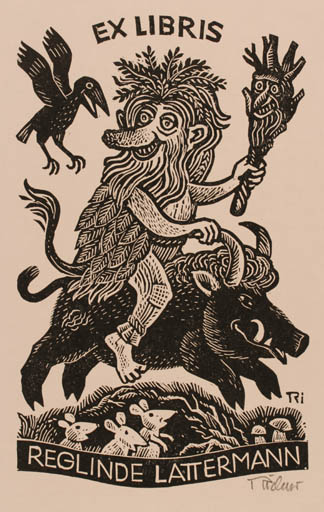 Exlibris by Wilhem Richter from Germany for Reglinde Lattermann - Fairytale/fable Fauna 