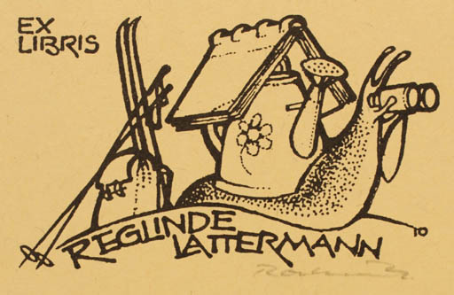 Exlibris by Hubert Rockenberger from Germany for Reglinde Lattermann - Surrealism 