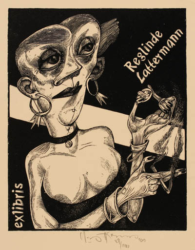 Exlibris by Karl Georg Hirsch from Germany for Reglinde Lattermann - Woman 