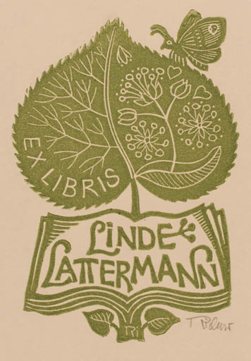 Exlibris by Wilhem Richter from Germany for Reglinde Lattermann - Book Flora Butterfly 