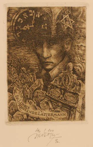 Exlibris by Bohumil Kratky from Czech Republic for Reglinde Lattermann - Portrait 