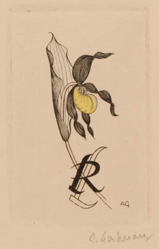 Exlibris by André Gastmans from Belgium for Reglinde Lattermann - Flower 