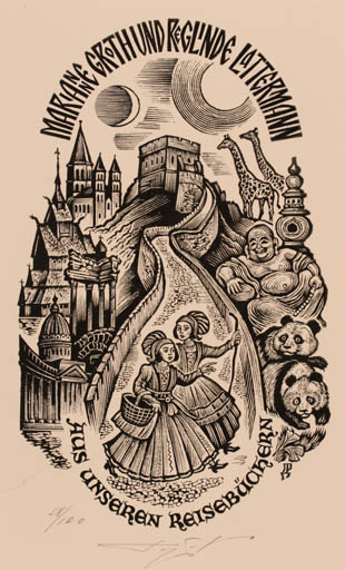 Exlibris by Denis Reutow from Russia for Reglinde Lattermann - 