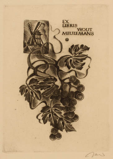 Exlibris by Wojciech Jakubowski from Poland for Wout Meulemans - Mill Wine 