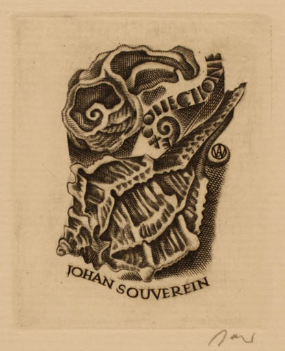 Exlibris by Wojciech Jakubowski from Poland for Johannes Souverein - 