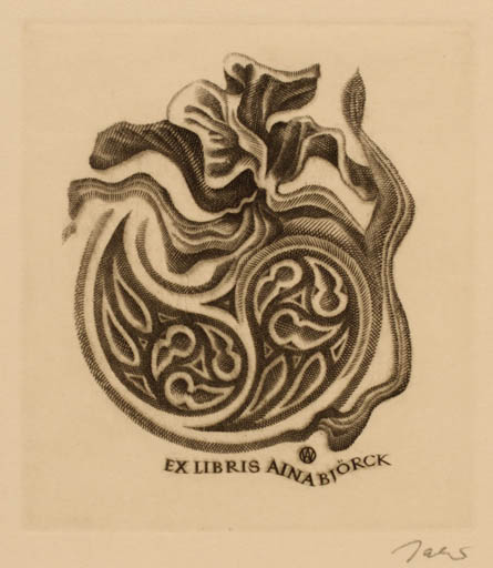 Exlibris by Wojciech Jakubowski from Poland for Aina Björck - 